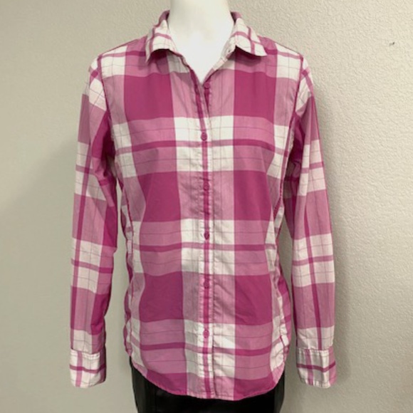 The North Face Tops - The North Face Pink Plaid Shirt Size Medium